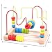 hibote Classic Developmental Jumbo Wooden Bead Maze Game, Circle Abacus Wooden Around Bead Maze Learning Educational Toys for Kids, Multicolor First Bead Roller Coaster Gift Present for Girls Children Baby Toddlers