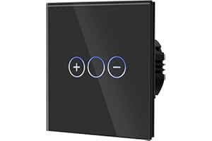 BSEED Interrupteur Gradateur Interrupteur Tactile Interrupteur Mural Panneaux en Verre Trempé Fonctionne avec Des Lumières LED à Intensité Variable 700W 1 Gang 1 Voie Noir