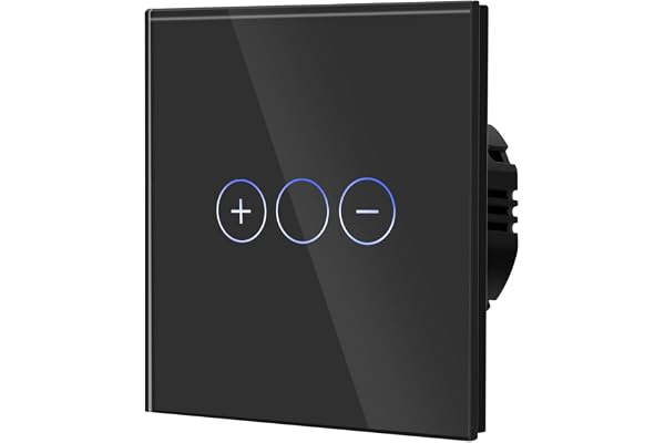 BSEED Interrupteur Gradateur Interrupteur Tactile Interrupteur Mural Panneaux en Verre Trempé Fonctionne avec Des Lumières LED à Intensité Variable 700W 1 Gang 1 Voie Noir