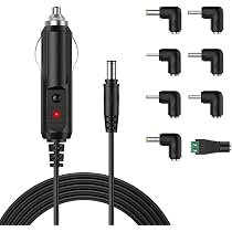 YAODHAOD 12V Autolader – Sigarettenaansteker Naar 5,5x2,1 Mm – 20AWG – 1,8 Meter – Met Zekering En LED-indicator