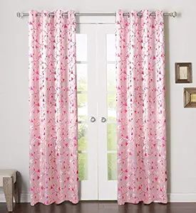 YAZLYN COLLECTION Polyester Thermally Insulated Light Abstract Reducing Curtain Panels for Window Door (48 x 84 Inch, Pink) -Set of 2