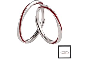 WIRZUL 1 paio di anelli con linea rossa, anelli di coppia in argento sterling 925, anelli regolabili con nastro di Möbius in argento sterling 925, adatti per uomini e donne.