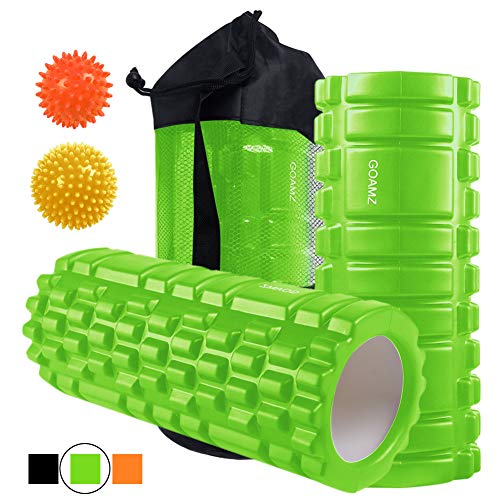 Rulo Masaje Muscular,Foam Roller Trigger Point 2 Bolas Masaje Rodillo Miofascial de Gomaespuma Lisos para La Rehabilitación Espalda Rodilla Pierna 14cm x 33cm (Green)