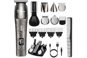 Hatteker Profi Haarschneidemaschine Haarschneider Herren Bartschneider Barttrimmer Haartrimmer rasierer herren elektrisch Präzisionstrimmer Körperhaartrimmer Nasenhaartrimmer Wasserdicht 6 in 1