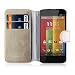 Produktbild JAMMYLIZARD Moto G Lederhülle Handyhülle [ Retro Series ] Ledertasche Flip Case Cover Hülle Leder Schutzhülle mit Kartenfach für Motorola Moto G (1. Generation), Cappuccino