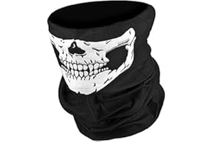 RAZZMATAZZ Biker Skeleton Skull Face Mask BMX - Airsoft - Ski Snood Neck Warmer Black, One Size