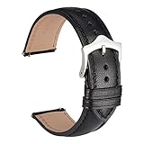 WOCCI Schnellverschluss Uhrenarmbänder 18mm Leder mit Kegel Schnalle, Ersatzband Unisex (Schwarz)