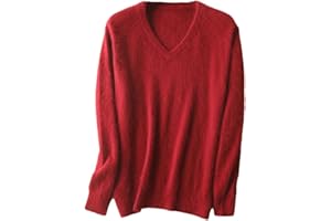 DNINMIM Men's Solid V-Neck Cashmere Knitted Sweaters Winter Casual Long Sleeve Warm Jumper Pullovers