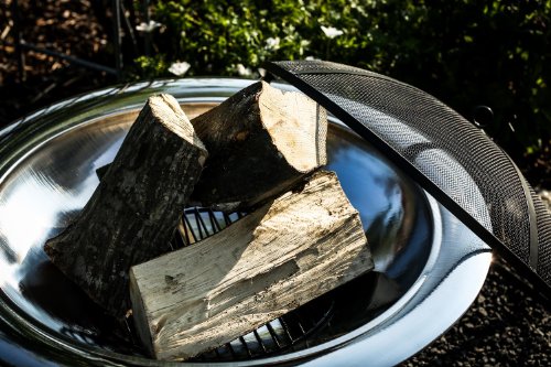 Moderne Feuerschale, Feuerkorb, Ø 76 cm, Edelstahl, Funkenhaube - 8