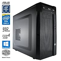 SNOGARD Officeline Desktop PC inkl. Microsoft Windows 10 Home | Intel Core i5-7500, Intel HD 630 Grafik, 8GB DDR4 RAM, 240GB SSD, HDMI, VGA, DVD±RW | Slim Desktop-PC • Mini Desktop Multimedia Computer