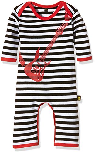 Rockabye Originals Unisex Baby Guitar Onesie Striped Sleepsuit, Multicoloured (Black/White), 0-3 Months