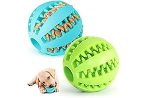 CHUANGOU Set di 2 palline per cani in gomma, giocattoli da masticare per cani grandi e piccoli, palla divertente (verde e blu)