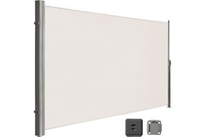 LARMNEE Seitenmarkise, ausziehbar, 160 x 400 cm, Sichtschutz, Sonnenschutz, Blickdicht, Seitenrollo, für Balkon, Terrasse, Garten, Beige EBE164BP02