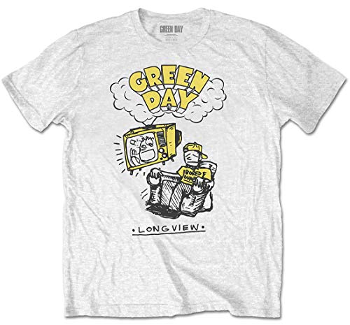 Green Day 'Longview Doodle' (White) T-Shirt (XX-Large)