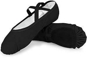 BORUIZHEN Girls Ballet Shoes Canvas Ballet Slipper Leather Split Sole Gymnastic Dance Flat Shoes for Women Children Adults