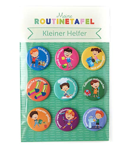 PinkMausi 9 Kleiner Helfer Magneten - Tolles Extra & Add-on Belohnungstafel - Magnetisch & auf Deutsch - Für Mädchen & Jungen (Kleiner Helfer)