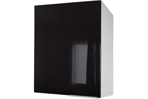 BERLIOZ CREATIONS CP6HN - Mobiletto da cucina a parete a un'anta, 60 cm, colore: Nero brillante