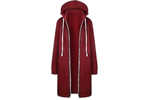 GENERIC Femme Sweat à Capuche ZippéE décontractée Sweat-Shirt d'automne Hoodie Sport Zippé Manches Longues Veste Manteau Coupe-Vent Gilet Long Automne Poche Grande Taille Cardigan