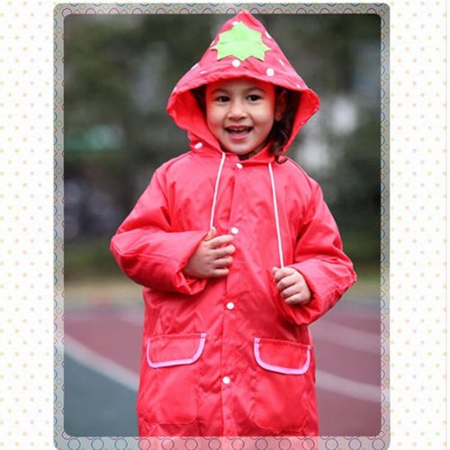 HuntGold Süß Kinder Jungen Mädchen Regen Mantel Outwear mit Kapuze wasserdichte Regenjacke Cartoon (rot) - 4