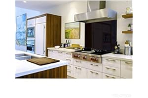 Home Supplies Black Splashbacks for Cookers with Glue, Toughened Glass Heat Resistant Splashback for Kitchen (60cm X 70cm)