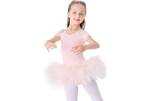 Bezioner Tutu de Danse Classique Robe de Ballet Justaucorps en Coton Manche Courte pour Fille