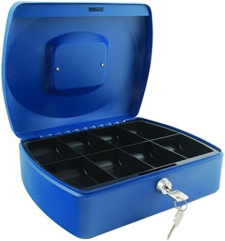 Cash Box Q-CONNECT Large 255x85x200mm Blue/Office Equipment/Type-Large/Shape-Rounded/Material-Metal/Colour-Blue/Dimensions (mm)-255x85x200