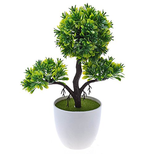 Kompassswc künstlicher bonsaibaum Kunstbonsai Kunstpflanzen MIT Töpfchen Zimmer Party Dekor Kunstbäume Topfpflanzen 26cm Höhe (Grün)