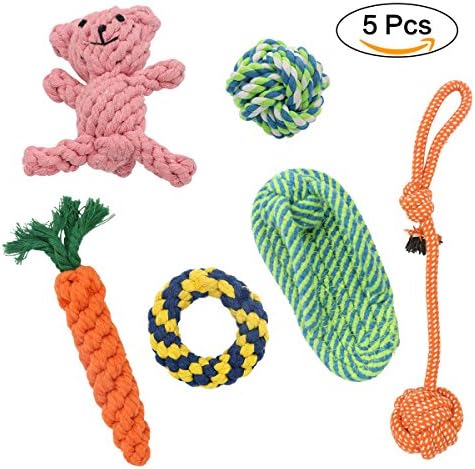Novata Dog Toys 5 Pack Gift Set,Non-toxic Interactive Health Teeth Cleaning Best Pet Gift for Small and Medium Dogs