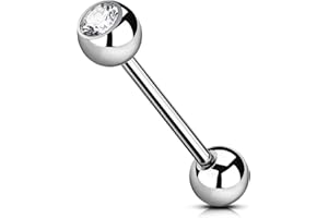 OUFER BODY PIERCING OUFER Gioielli per Lingua e Capezzoli in Titanio - Barre 14G per Piercing Corporeo