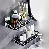 DHRUMIT® 2 Self Adhesive Bathroom Shelf for Wall | Bathroom Organizer Without Drill | Wall Mounted Bathroom Shelves | Aluminu