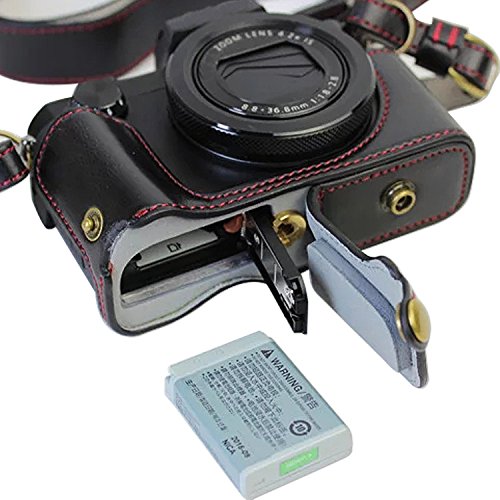 First2savvv Premium Qualität schwarz Ganzkörper- präzise Passform PU-Leder Kameratasche Fall Tasche Cover für Canon PowerShot G5 X mit SD-Kartenleser -XJD-G5X-HH01G10 - 4