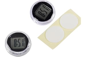 SquarezhenBo 1Pc Mini Motorcycle Clock, Waterproof Stick-On Motorbike Mount Watch, Digital Clocks for Vehicle, Auto, Car, SUV and More, 1.1 Diameter Small in Size and Light in Weight