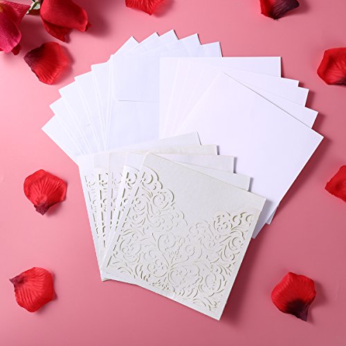 ROSENICE 10Pcs Hochzeit Einladungskarten – aushöhlen dekoratives Muster (weiß) - 8