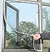 Produktbild ShiyiUp Fliegengitter für bodentiefe Fenster - Insektenschutz Selbstklebend - Fliegen Netz Ohne Bohren 150 cm x 130 cm