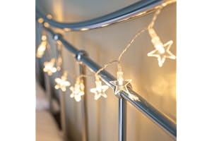 Ebuzz 10 LED Star Lights – Warm White LED Bulb Fairy Light – Battery Operated Indoor Decorative Starry String Light