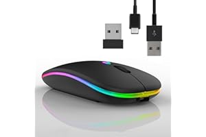P37 Ratón ​Inalámbrico Recargable con Mini Receptor USB 2.4GHz Mouse Inalámbrico Óptico para Laptop, Notebook Ratón Bluetooth Recargable Silencioso, Ratón Retroiluminado 3 Niveles dpi Ratón Ergonómico