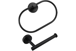 BETADISTOR Black Towel Holder 2 Set - Towel Ring & Toilet Roll Holder Wall Mounted 09-0208