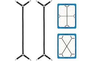 NOKDAL 2 Stück Bettlakenspanner Verstellbar Lakenspanner für Bettlaken Spanngurte Spannbettlaken Halter Bügeltischspanner mit Metallclips Topper Befestigung für Bettlaken, Matratze,BüGelbrett Ode