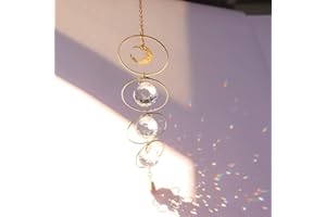 DOMYBEST FR Domybest Attrape-Soleil à Suspendre Attrape Soleil Chakra avec Prisme Attrape-Soleil Arc-en-Ciel en Cristal Suncatcher Cadeaux Décoration de Pendentif pour Maison Jardin Voiture