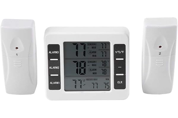 Thermomètre de réfrigérateur sans fil LCD numérique congélateur avec alarme sonore retour magnétique pour la maison / cuisine / bureau