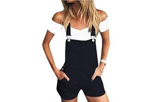 Chickwin Damen Kurze Latzhose Retro Overall Jumpsuit, Sommer Mode Baggy Latzshorts mit Taschen Denim Hosen Baggy Jeans Overalls Playsuit Hose Hosenanzug