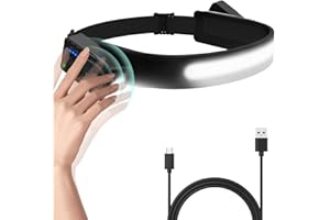 Victoper Lampada Frontale, LED Torcia Frontale, Regolazione verticale a 270°, Ensore di Movimento, IPX4, Torcia Frontale Ricaricabile per Campeggio, Pesca, Escursionismo e Arrampicate Notturne