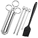 Produktbild ZITFRI Bratenspritze Edelstahl Marinierspritze 60ml mit 1 Marinirpinsel und 3 Nadeln für BBQ Fleisch, Rind, Huhn, Gebäck mit Marmelade(Edelstahl)
