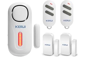 KERUI Système d'alarme de Porte et de fenêtre avec 2 capteurs de fenêtre et 2 télécommandes, Batterie Extensible, sécurité Anti-effraction pour la Maison, Alarme de Porte avec télécommande