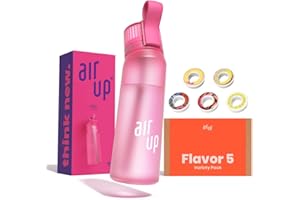 AIR UP Borraccia ufficiale (623,7 g) rosa acceso + 5 capsule Flavor Fiesta | Borraccia con cannuccia | Bottiglia per acqua aromatizzata per palestra senza zucchero