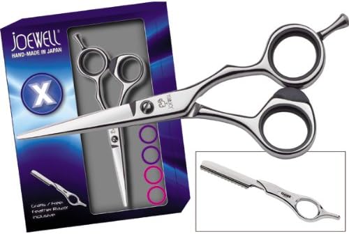 Joewell X Series 575+ Hairdressing Scissors with Feather Razor, 5.75-Inch Length, 0.05 kg