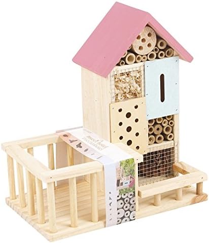 Wooden Insect Bug Hotel House Wood Garden Shelter Box Roof Coloured Natural Pine