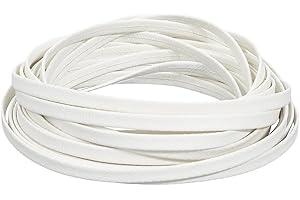 GORGECRAFT 5mx5mmx1mm Bianco Foldover Leather String Cordoncino Piatto in Pelle con Grana di Litchi A Doppia Faccia - Strisce di Agnello per Creazione