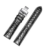 Alligator Leder Runde Muster Ersatz Uhrenarmbänder mit Bereitstellung Stahl Schnalle (19mm, schwarz)