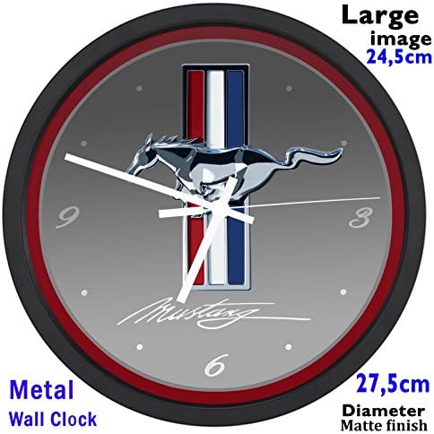 NEW!!!FORD MUSTANG Wall Clock 27.5 CM BLACK wall clock Can be personalised
